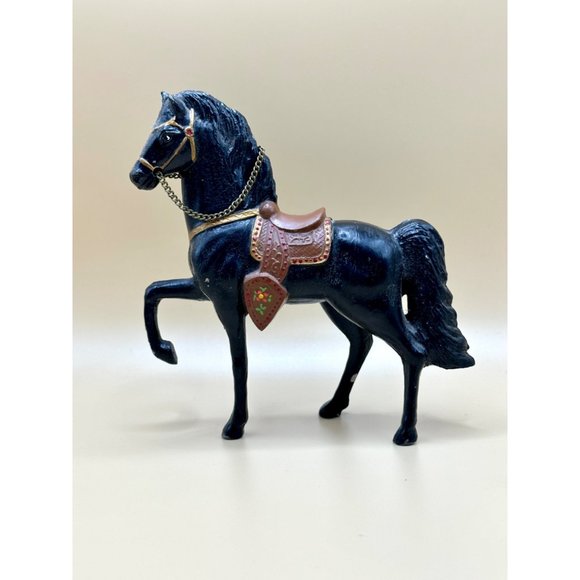 Accents Vintage Metal Horse Toy Figurine Western Saddle Black Beauty